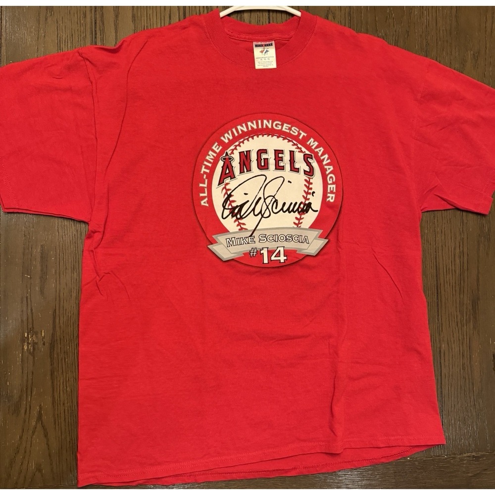 Mike Scioscia #14 All-Time Winningest Manager Los Angeles Angels T-Shirt XL
